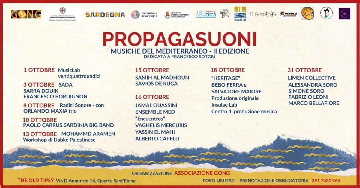 PROPAGASUONI – II Edizione – Dal jazz alle musiche del Mediterraneo al The Old Tipsy di Quartu S.E. PROPAGASUONI – II Edizione – Dal jazz alle musiche del Mediterraneo al The Old Tipsy di Quartu S.E.