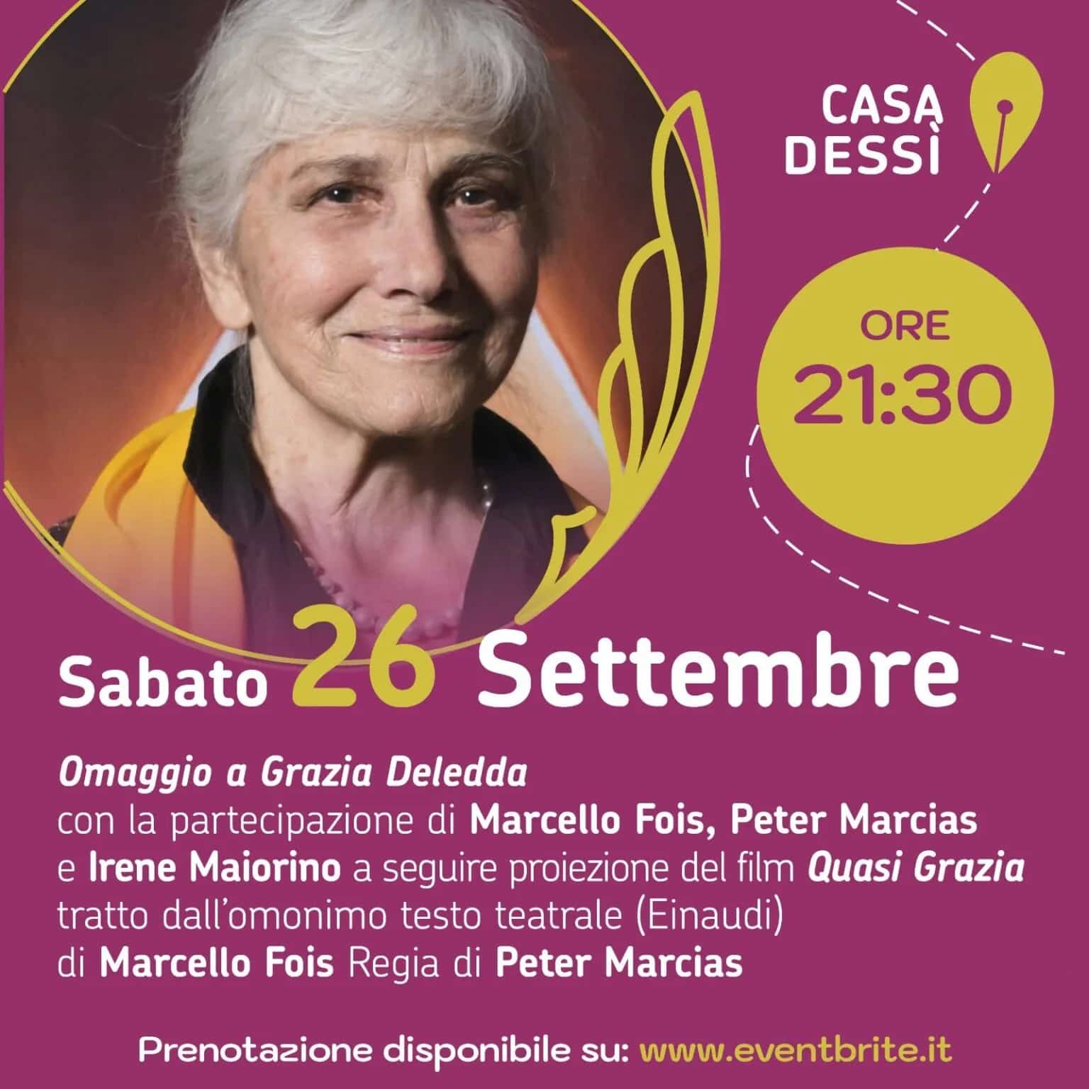 Premio Dessì, dal 21 al 26 settembre gli appuntamenti della terza settimana Premio Dessì, dal 21 al 26 settembre gli appuntamenti della terza settimana