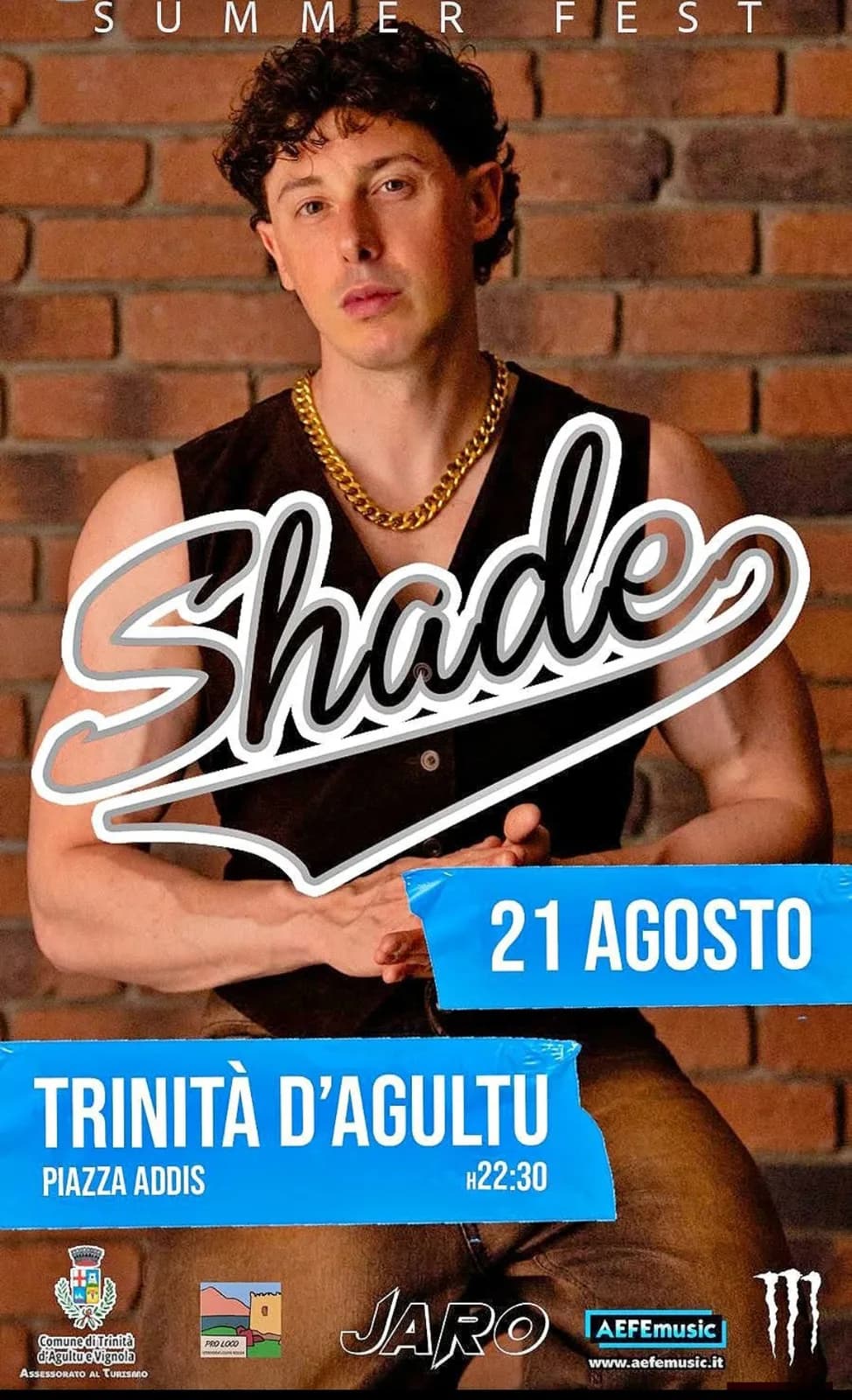 Trinità d'Agultu si prepara ad accogliere Shade in Piazza Addis Trinità d'Agultu si prepara ad accogliere Shade in Piazza Addis