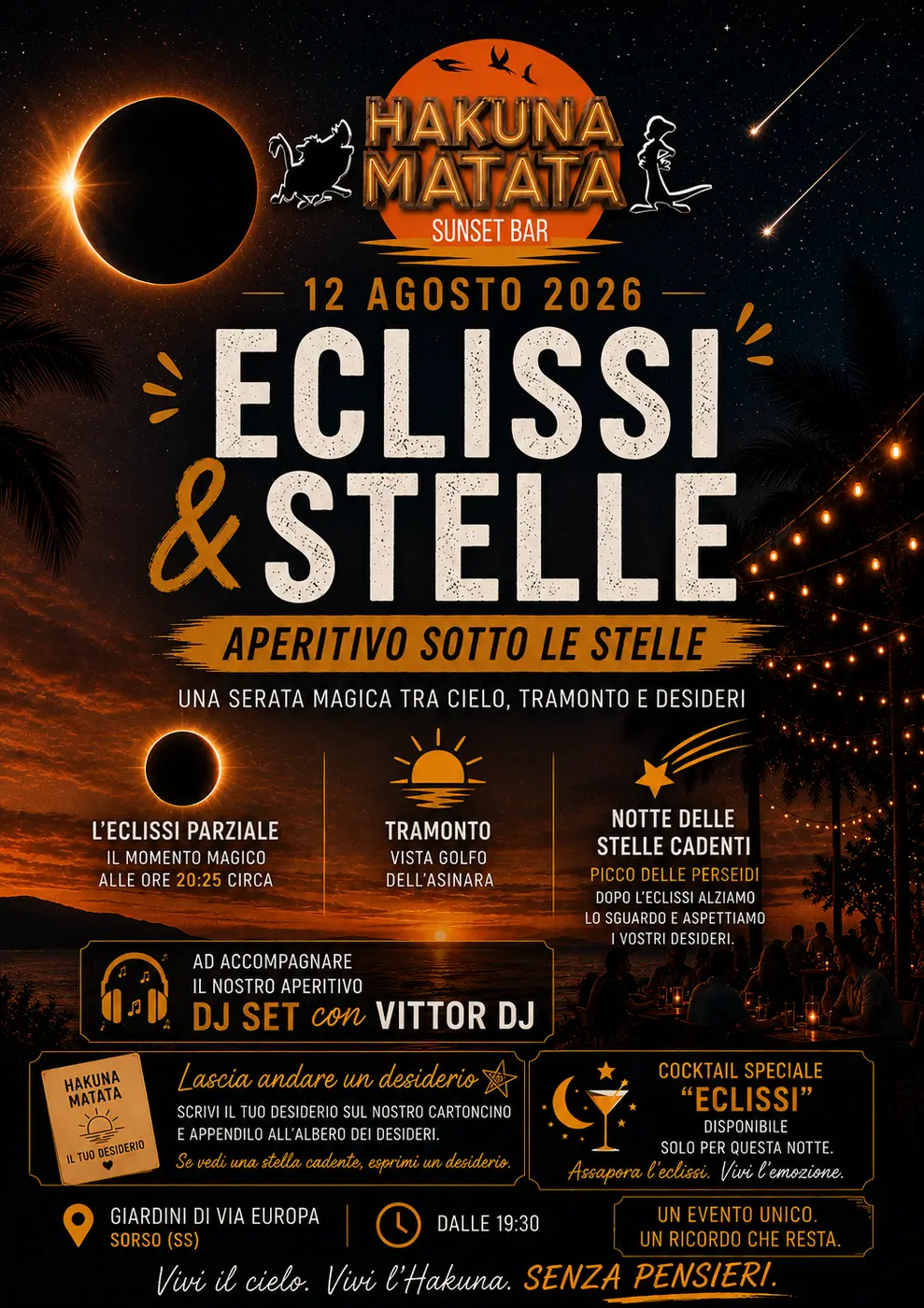 Eclissi e Stelle, aperitivo sotto le Stelle Eclissi e Stelle, aperitivo sotto le Stelle