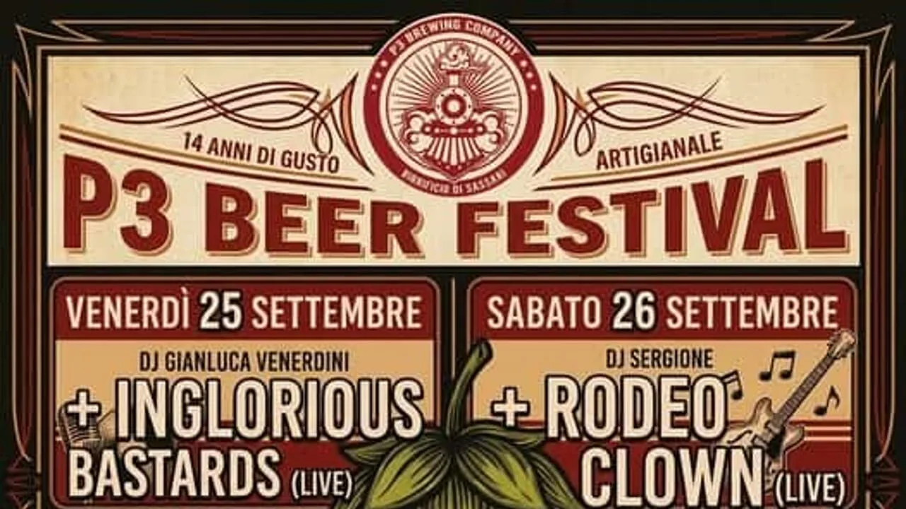 A Sassari due giorni di birra, musica e motori: il 25 e 26 settembre torna il P3 Beer Festival A Sassari due giorni di birra, musica e motori: il 25 e 26 settembre torna il P3 Beer Festival