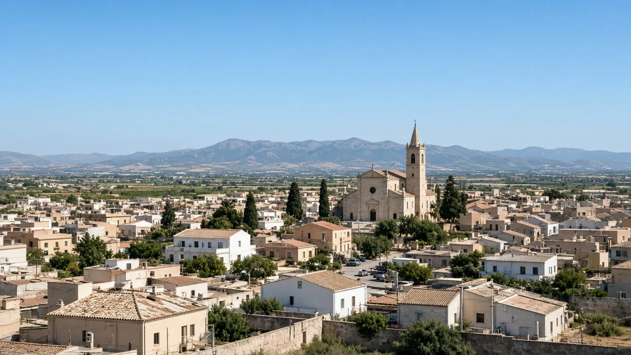 Assemini nel Campidano di Cagliari, vista sul paese