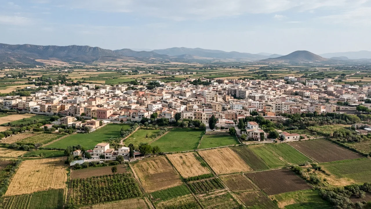 Veduta di Decimomannu in Sardegna