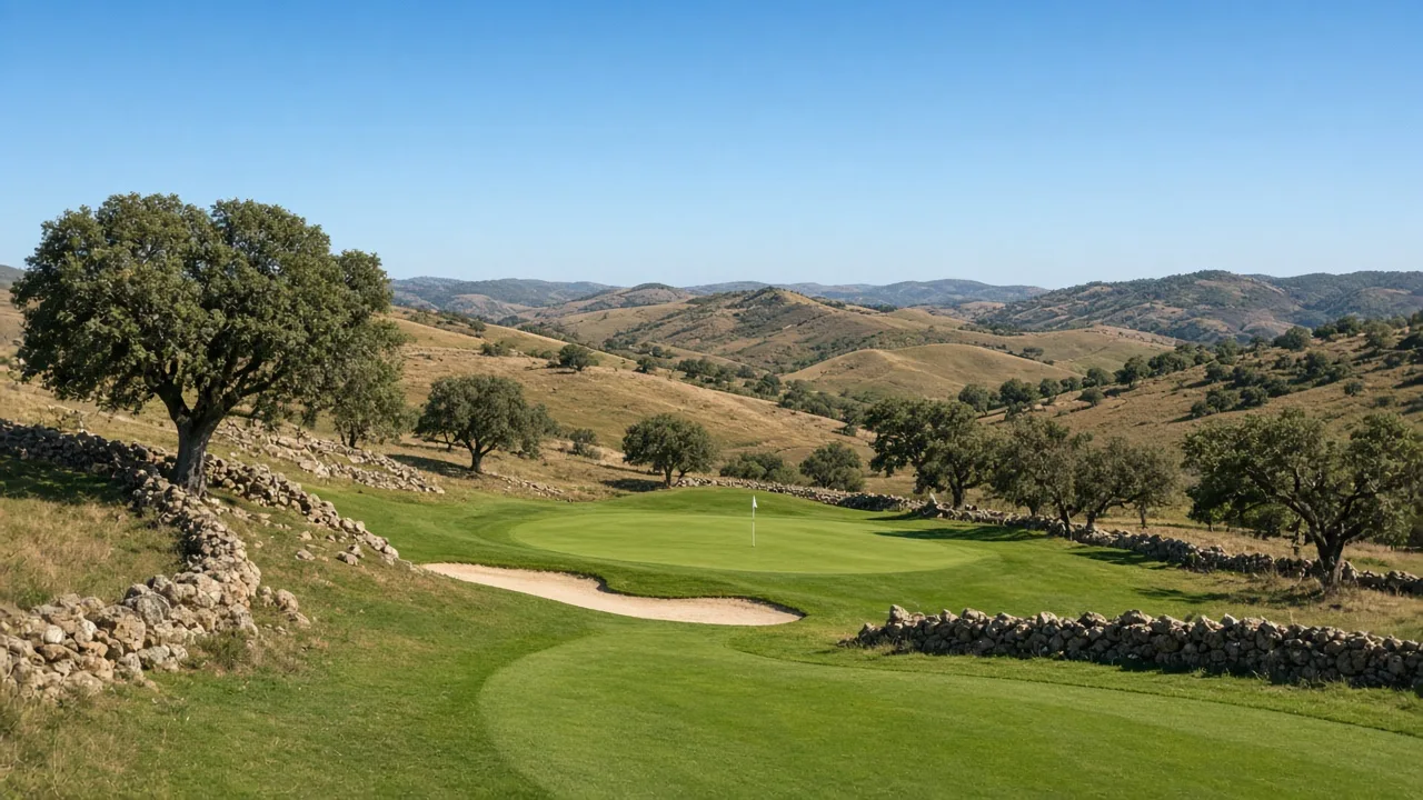 Campo da golf di Florinas tra le colline del Logudoro, green e bunker senza mare