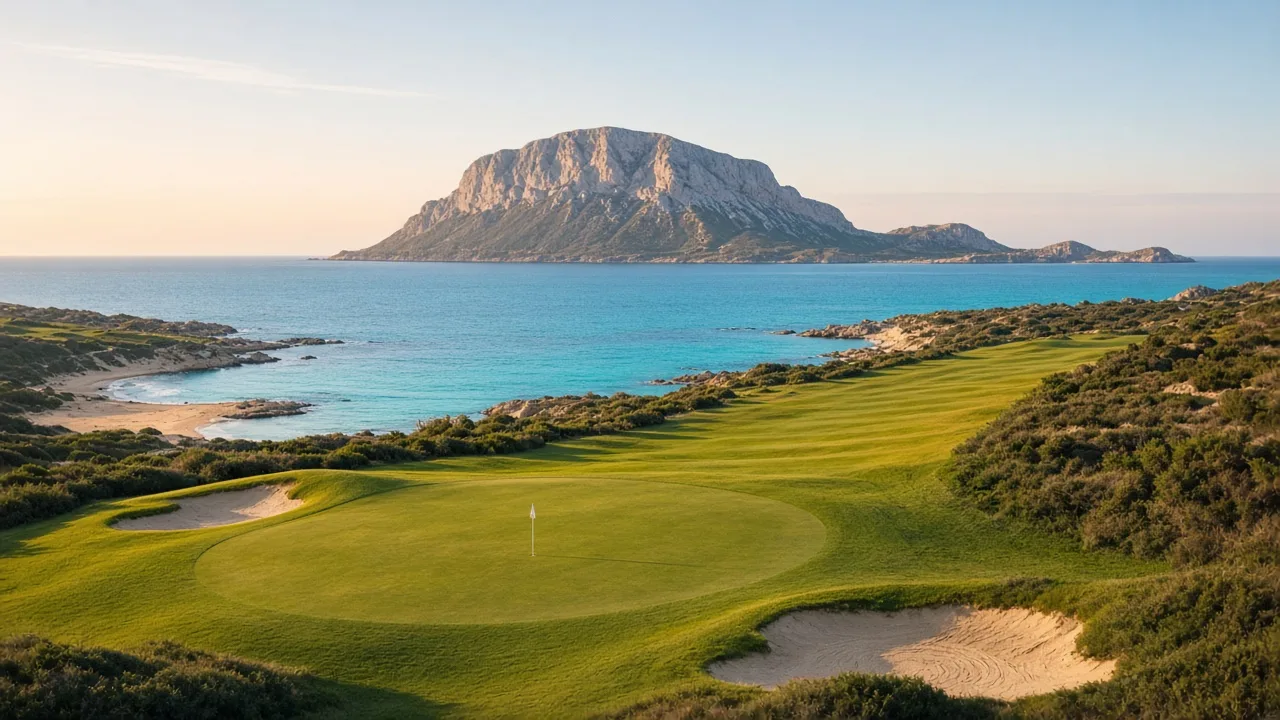 Buca sul mare del Golf Club Puntaldia a San Teodoro, con Tavolara sullo sfondo