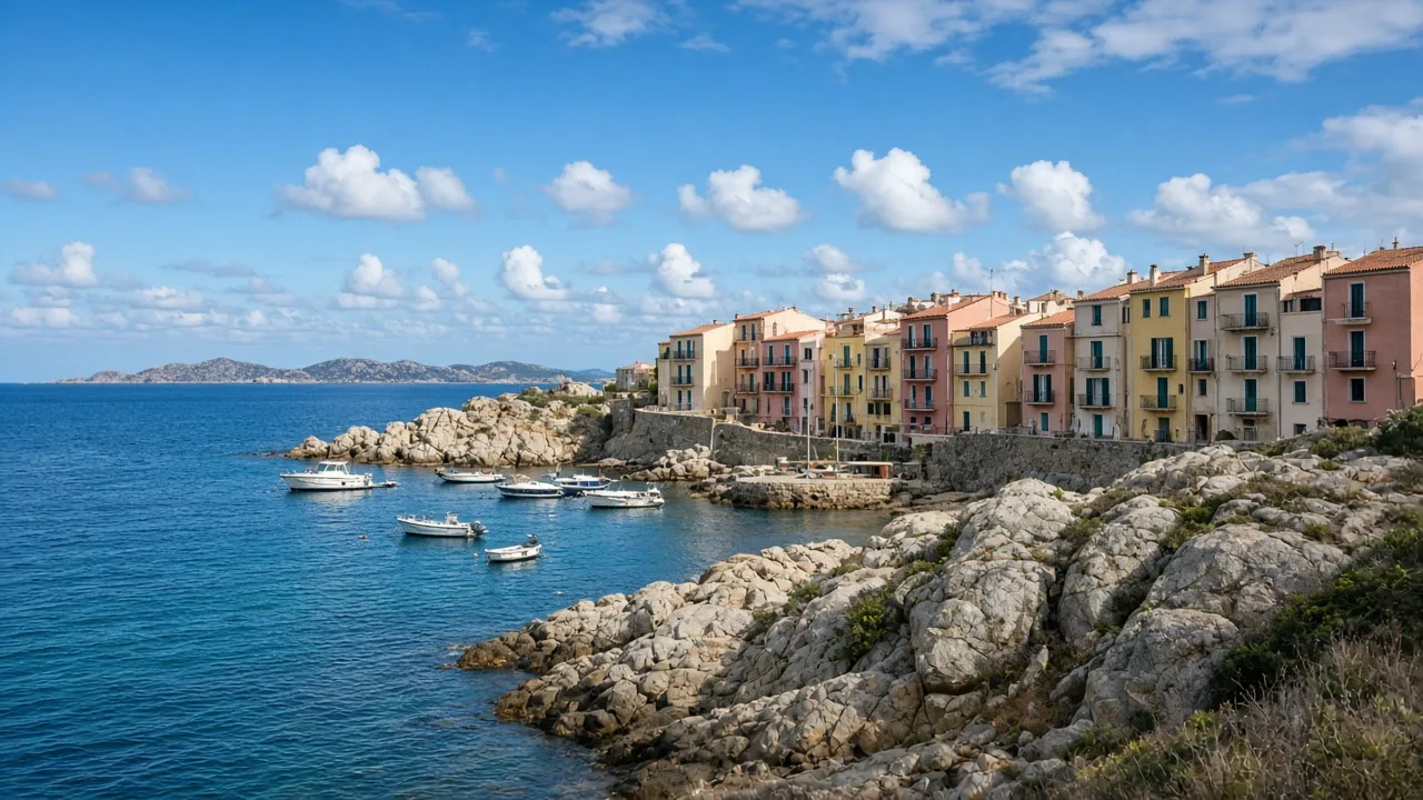 La Maddalena vista dal mare, con il paese sull’isola
