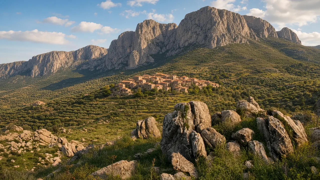 Panorama di Oliena ai piedi del Supramonte